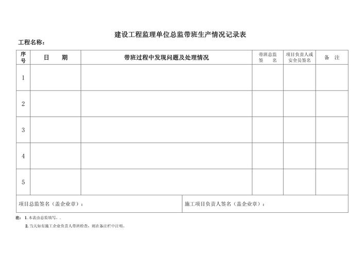 建设工程监理单位总监带班生产情况记录